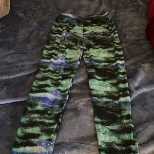 Black/ green galaxy leggings ONE Size